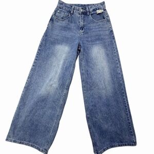 DAZY Wide Leg Jeans Women's Size S High Rise Light Wash Denim Casual Trendy